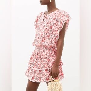 NWOT Melissa Odabash Keri Tiered Tile-Print Shired Mini Dress Sz M / 6